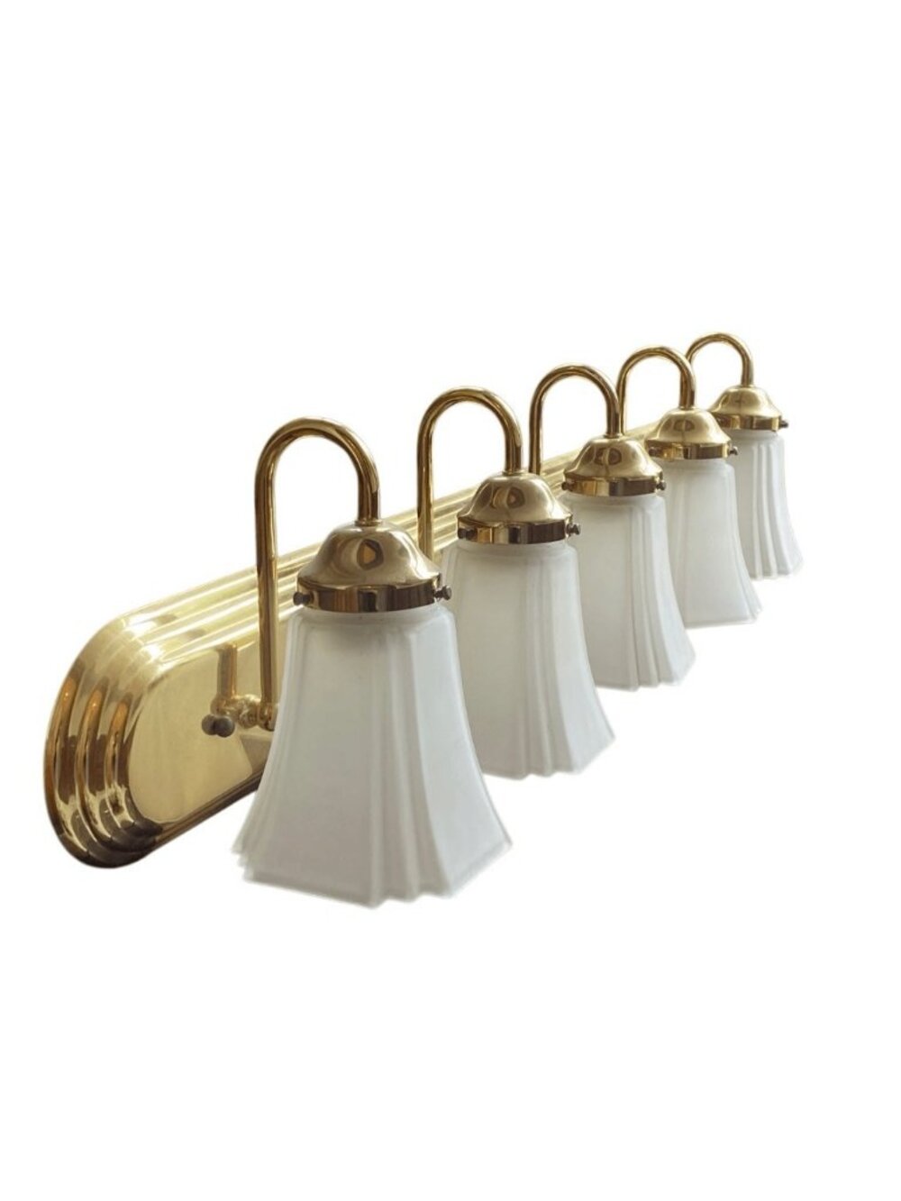 Art Deco Style Vanity Sconce 5 Light with Frosted Bell Shades